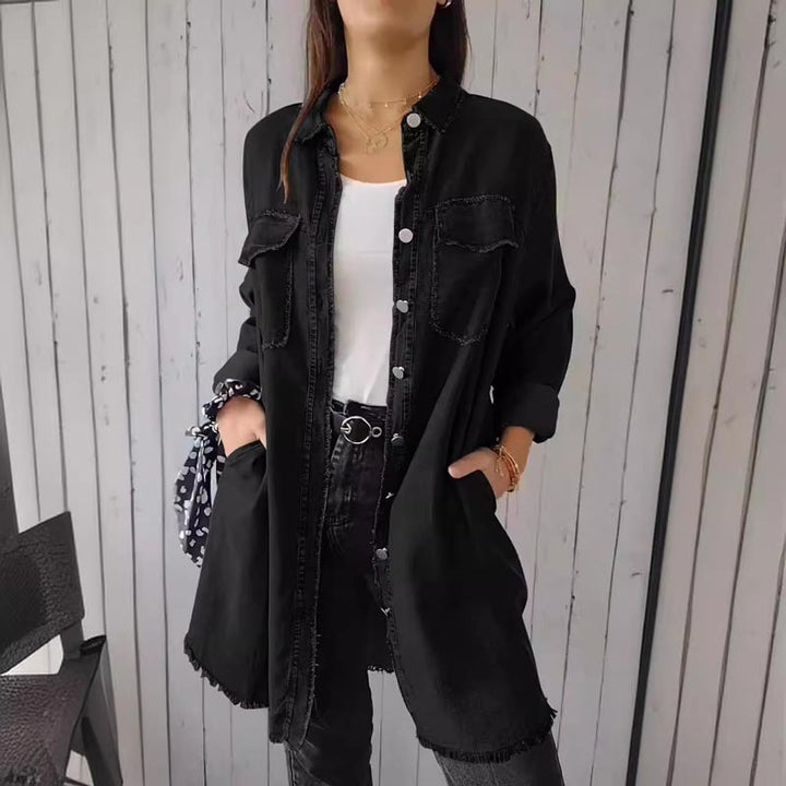 Christiane - Trendy Košilové šaty z Džínoviny Nadměrné Velikosti