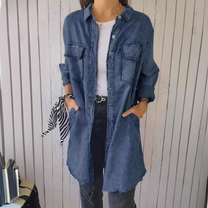 Christiane - Trendy Košilové šaty z Džínoviny Nadměrné Velikosti